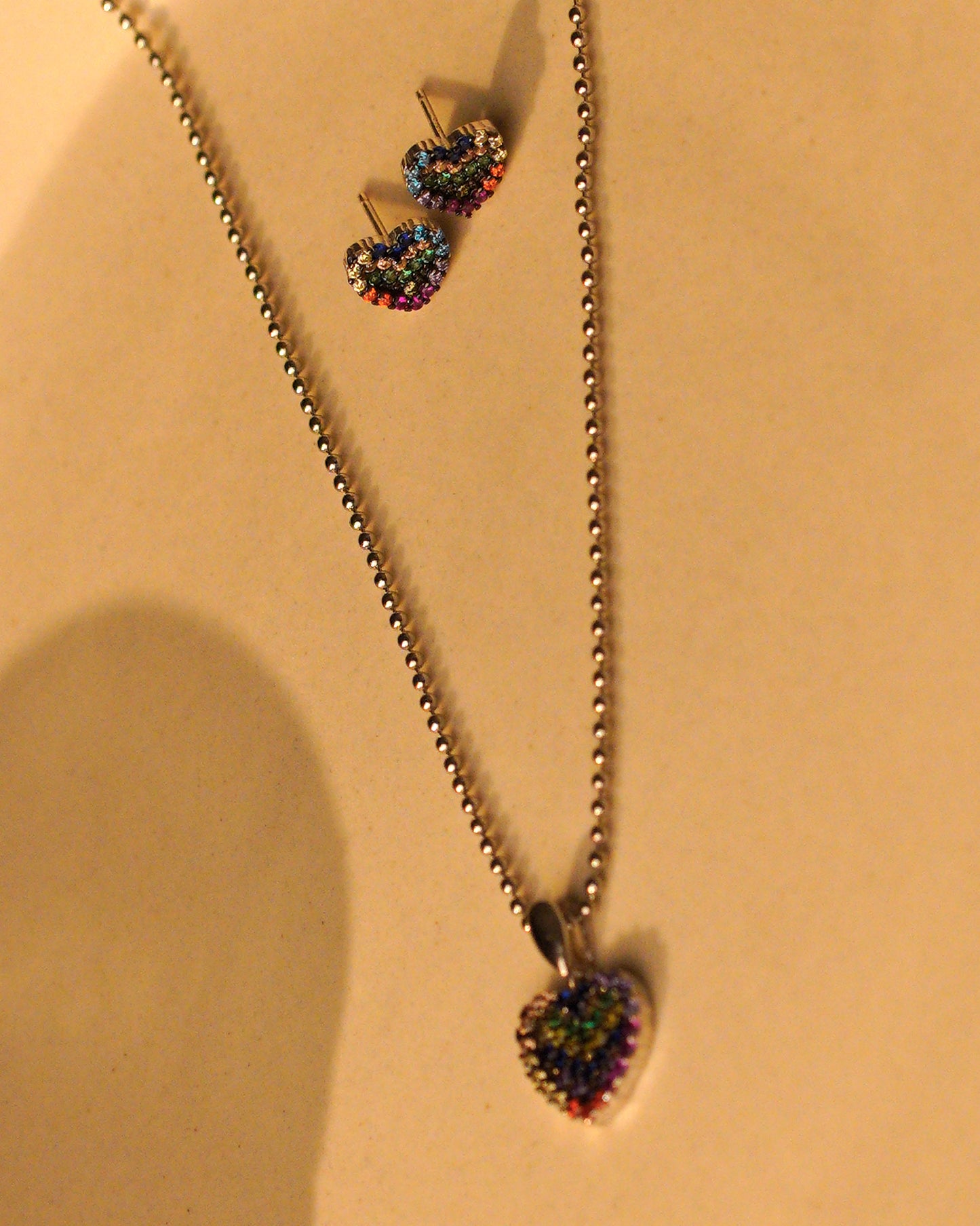 Rainbow Heart Pendant Set