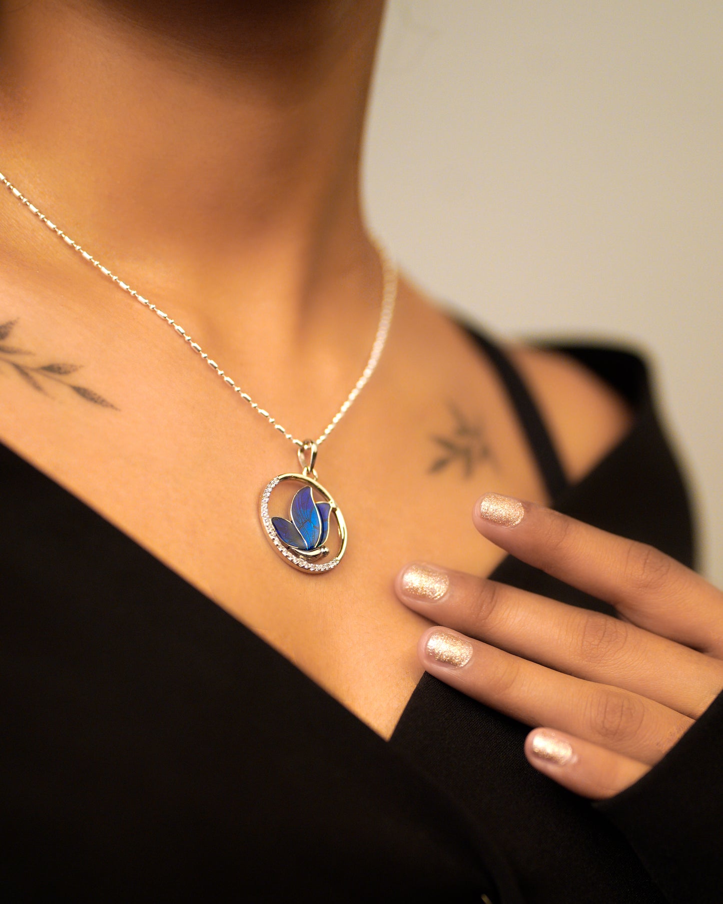 Blue Morpho Circle Charm Set