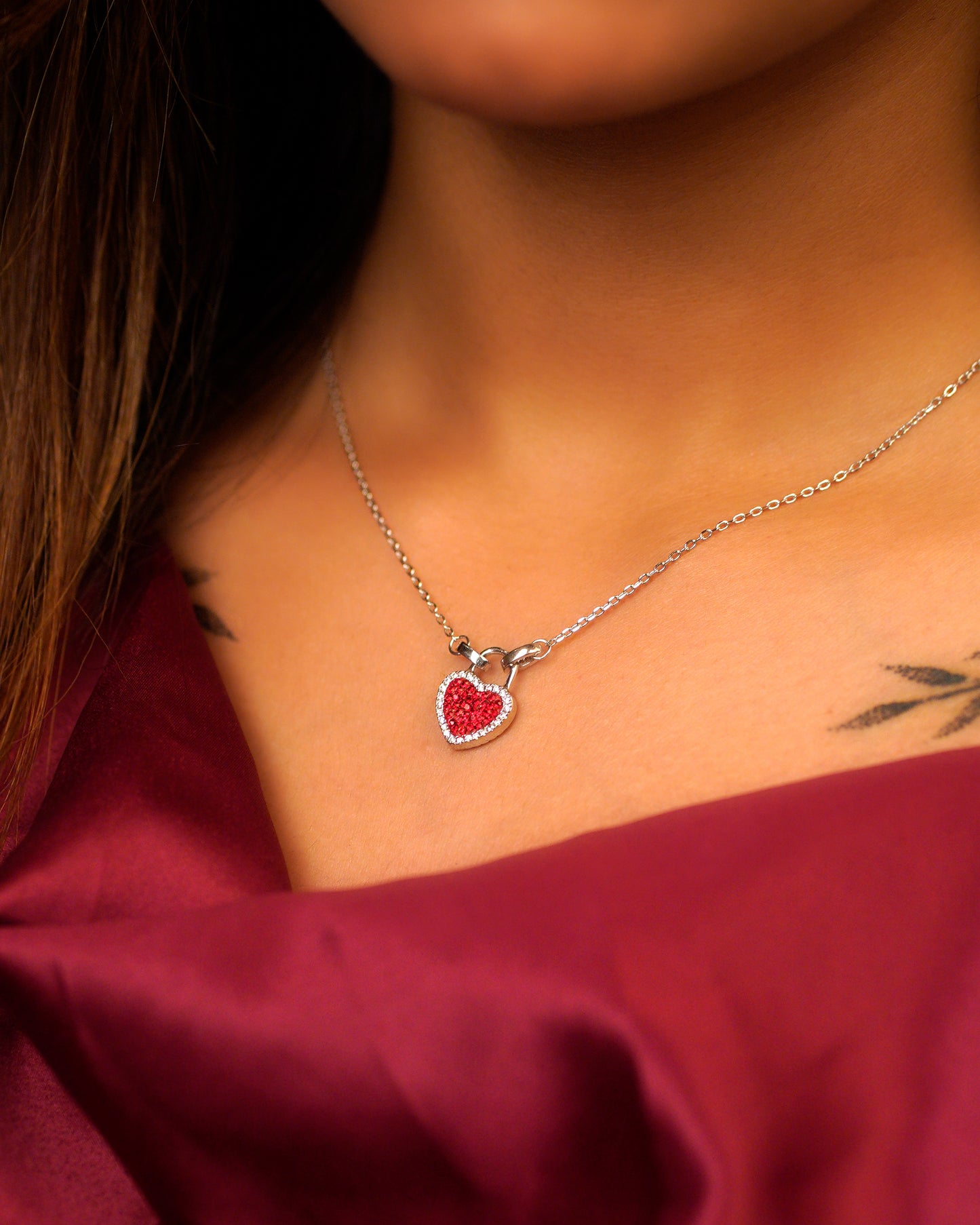 Garnet Onyx Reversible Love Lock Pendant