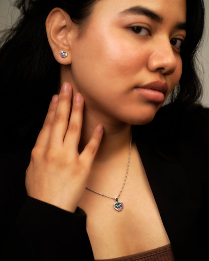 Rainbow Heart Pendant Set